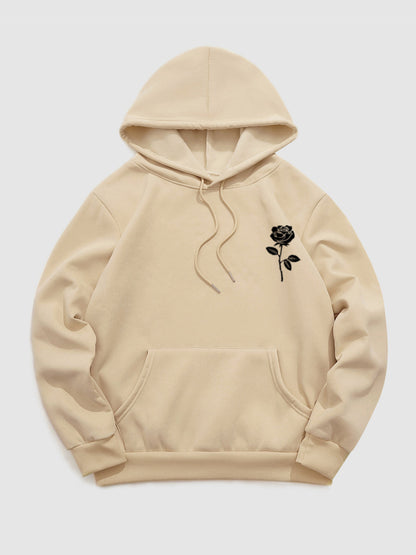 Men's fleece rose print monogram hoodie