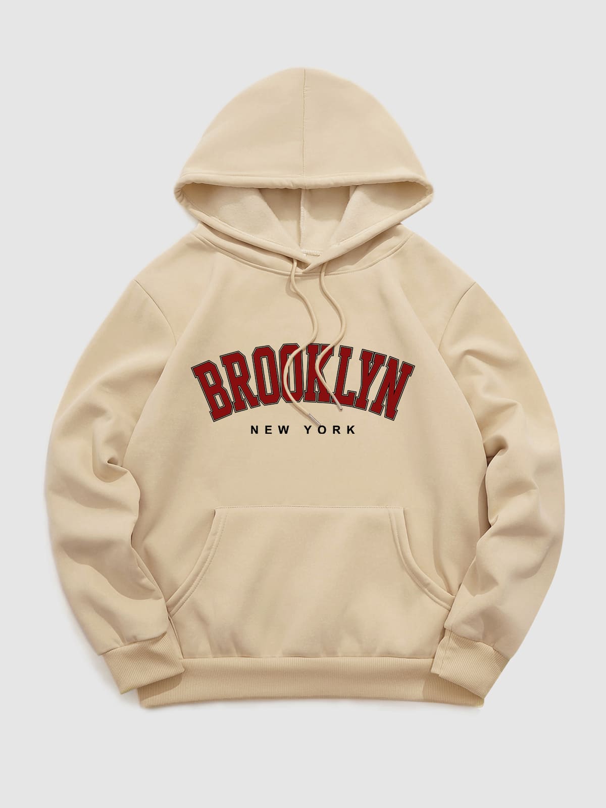 Men's "BROOKLYN" fleece printed letter hoodie