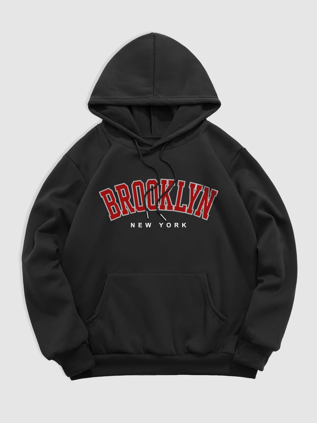 Men's "BROOKLYN" fleece printed letter hoodie