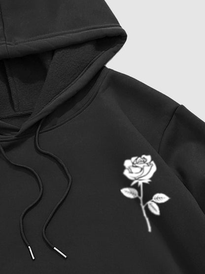 Men's fleece rose print monogram hoodie