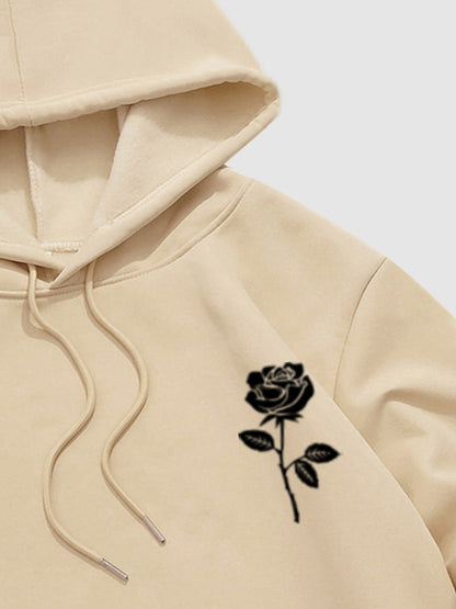 Men's fleece rose print monogram hoodie