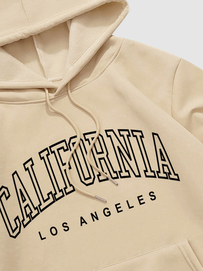 Men's "CALIFORNIA" velvet printed letter hoodie