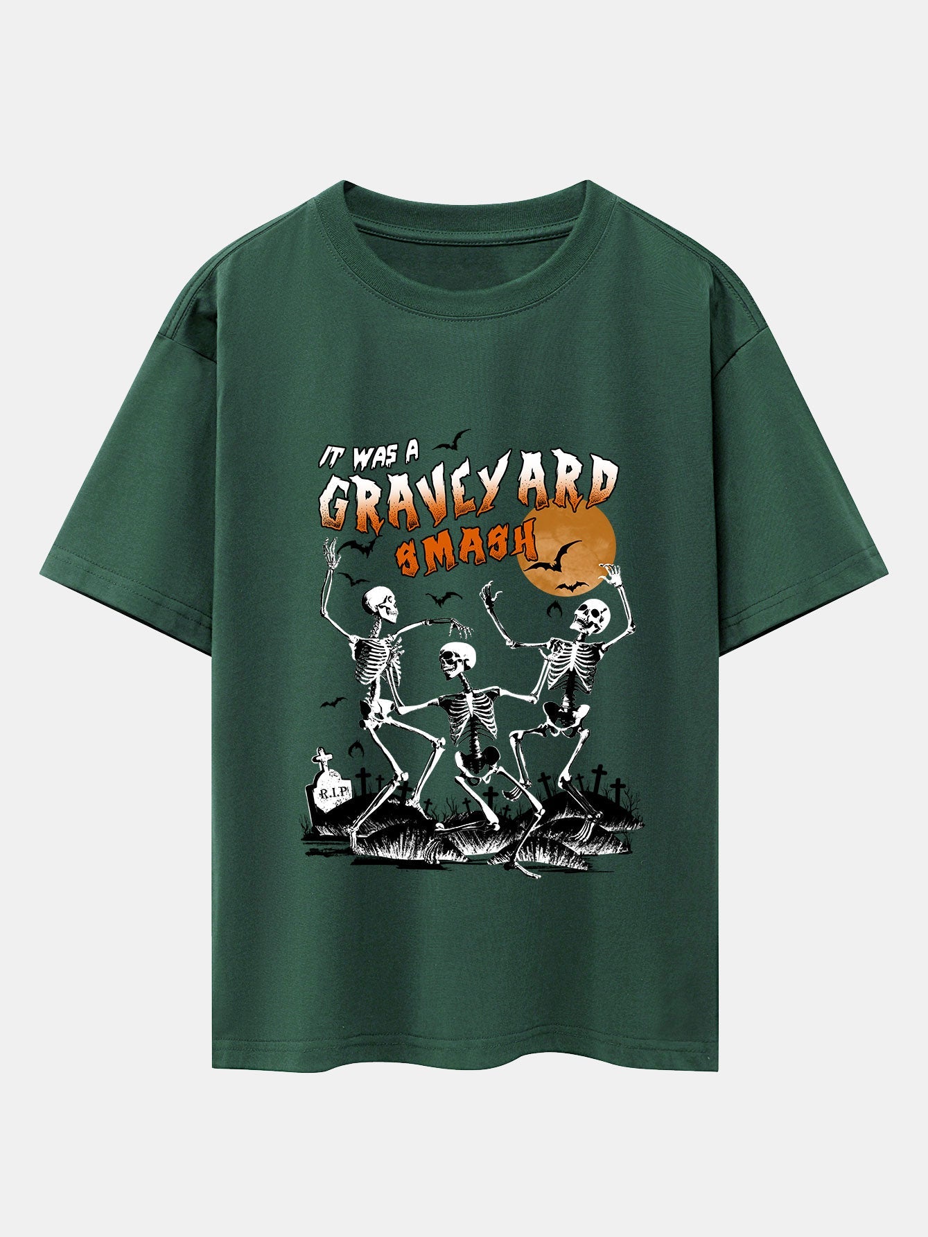 Halloween Dancing Skeleton Print Drop Shoulder Oversize T-Shirt