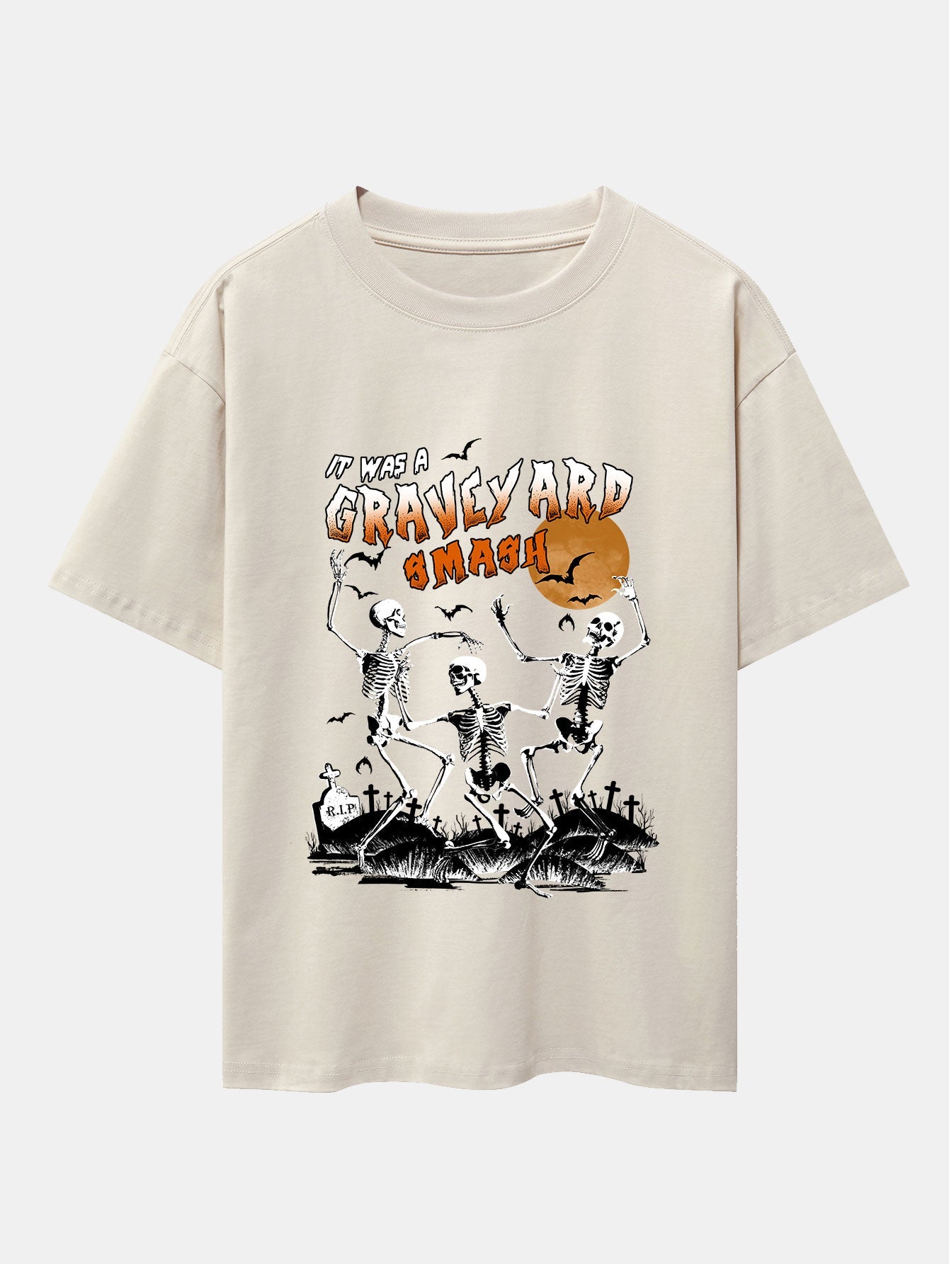 Halloween Dancing Skeleton Print Drop Shoulder Oversize T-Shirt