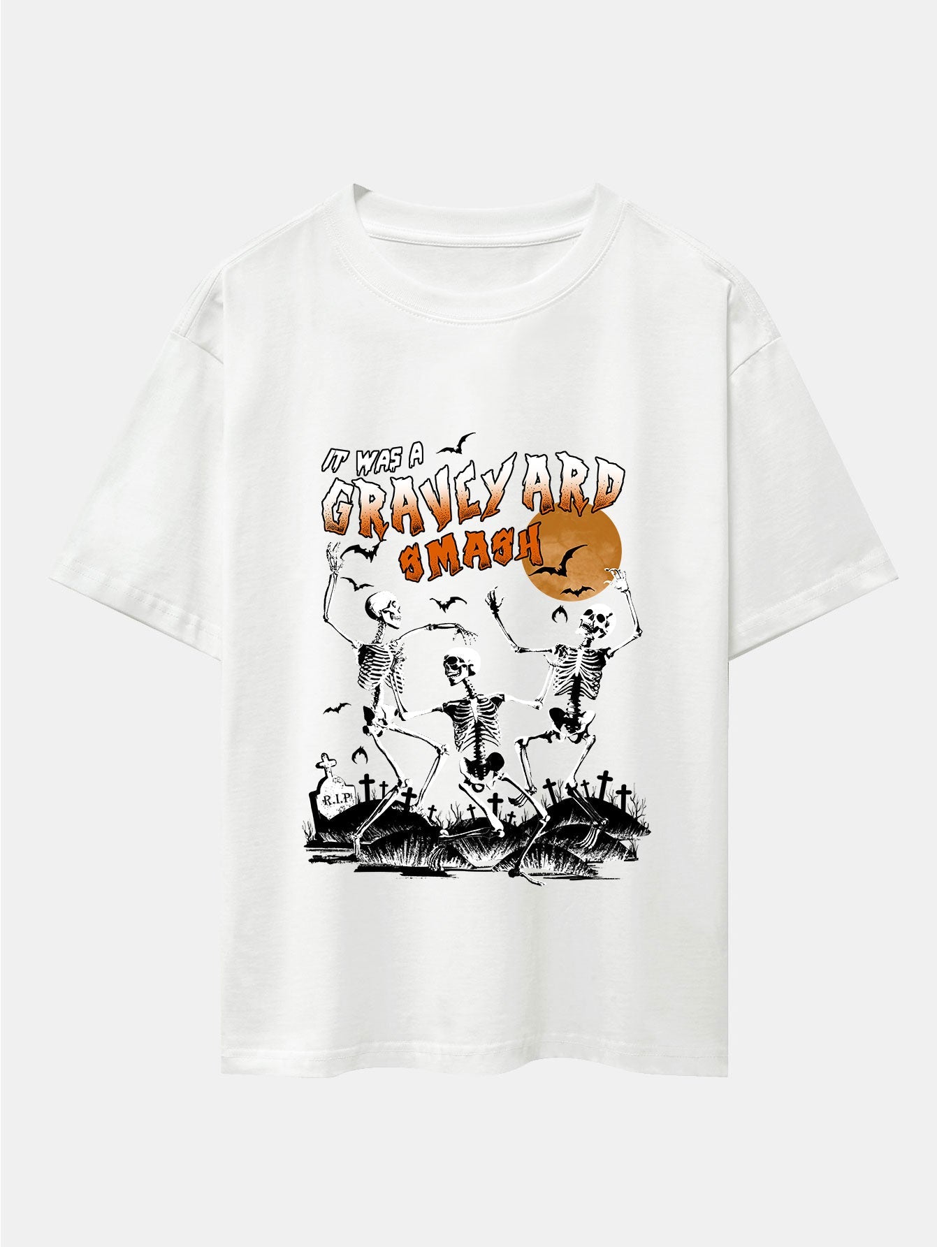 Halloween Dancing Skeleton Print Drop Shoulder Oversize T-Shirt