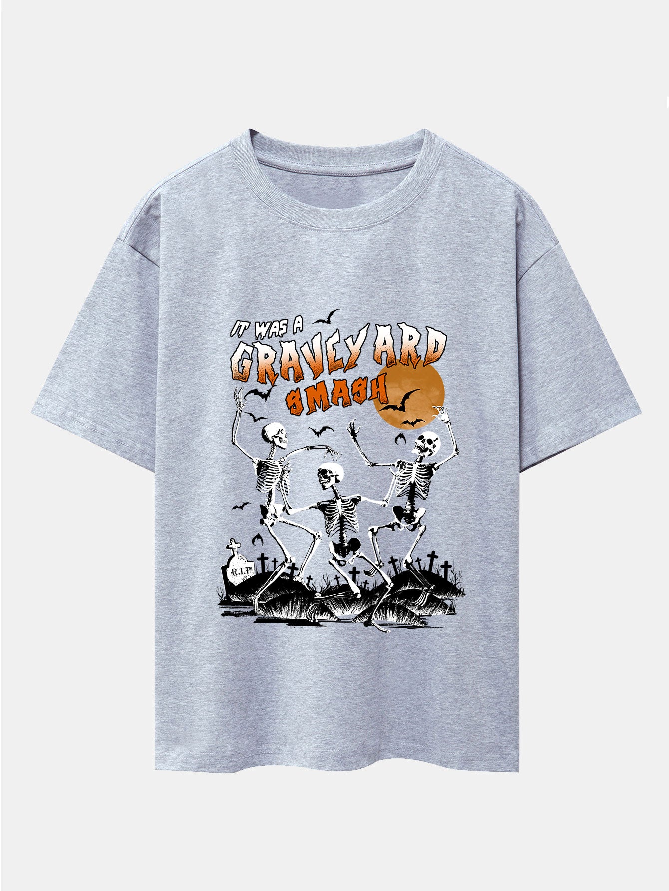 Halloween Dancing Skeleton Print Drop Shoulder Oversize T-Shirt