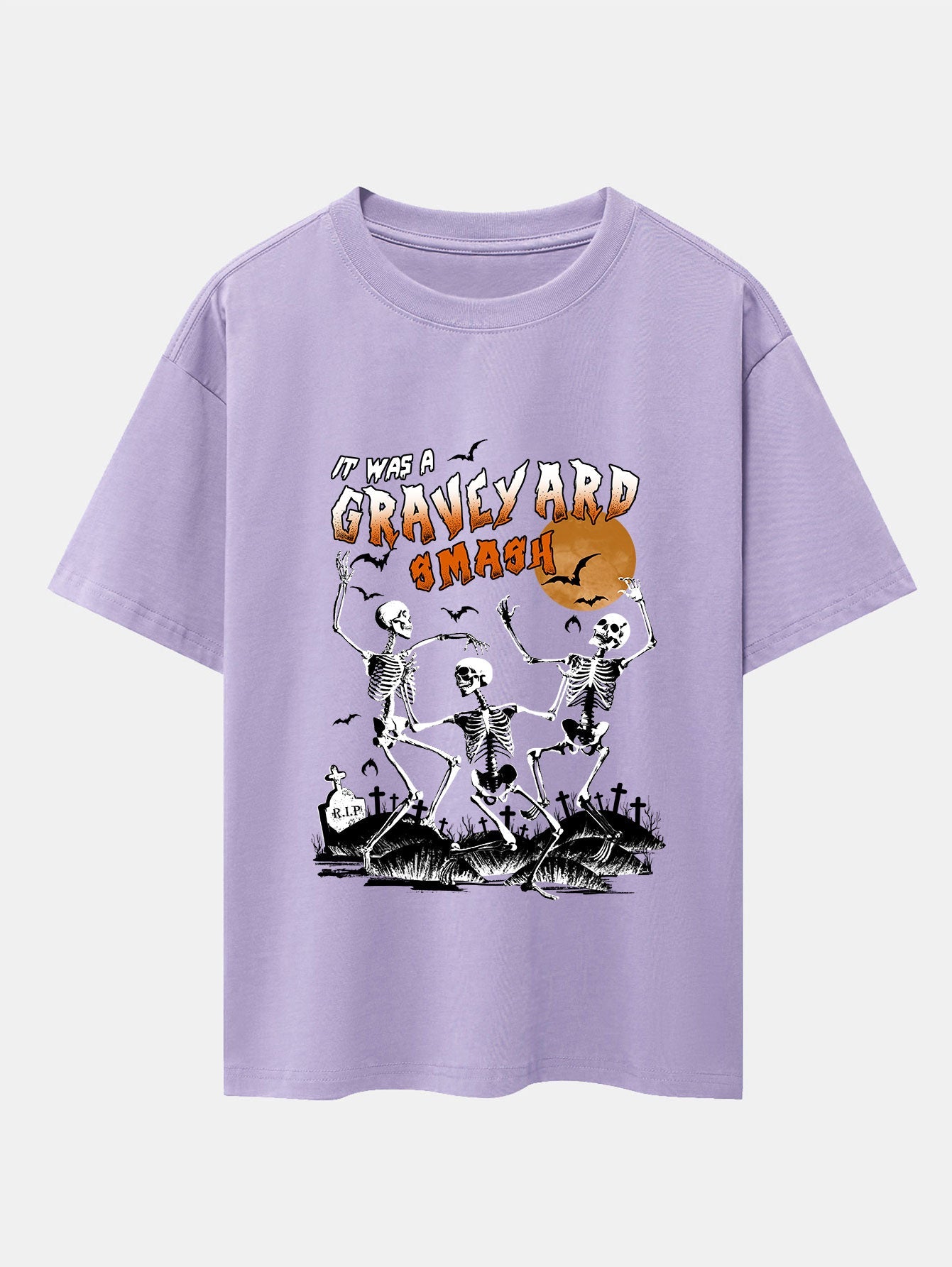 Halloween Dancing Skeleton Print Drop Shoulder Oversize T-Shirt