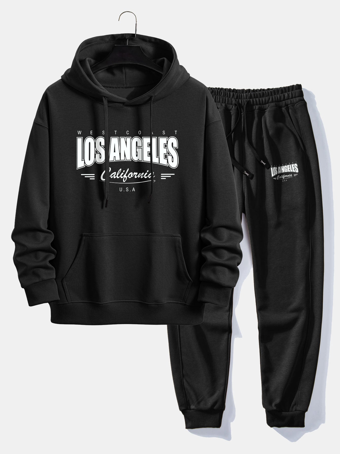 Los Angeles Print Relax Fit Hoodie & Jogging Pants Set