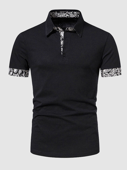 Men's Paisley Color Block Business Casual POLO