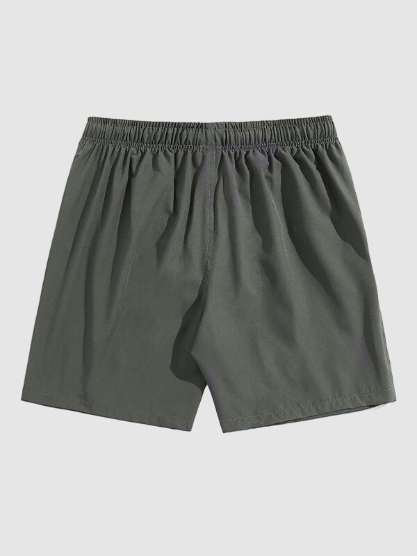 Men's solid color quick-drying drawstring beach swim shorts