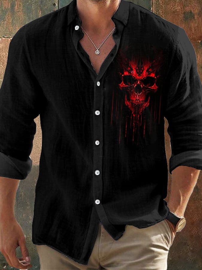 Men's Vintage Skull Faith Long Sleeve Shirt