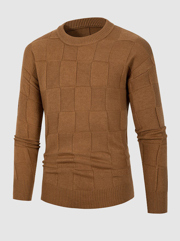 Men's Solid Color Block Pattern Round Neck Stand Collar Sweater