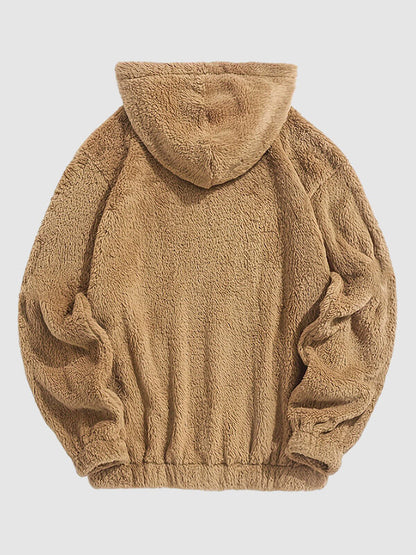 Men's bear plush hooded sweater