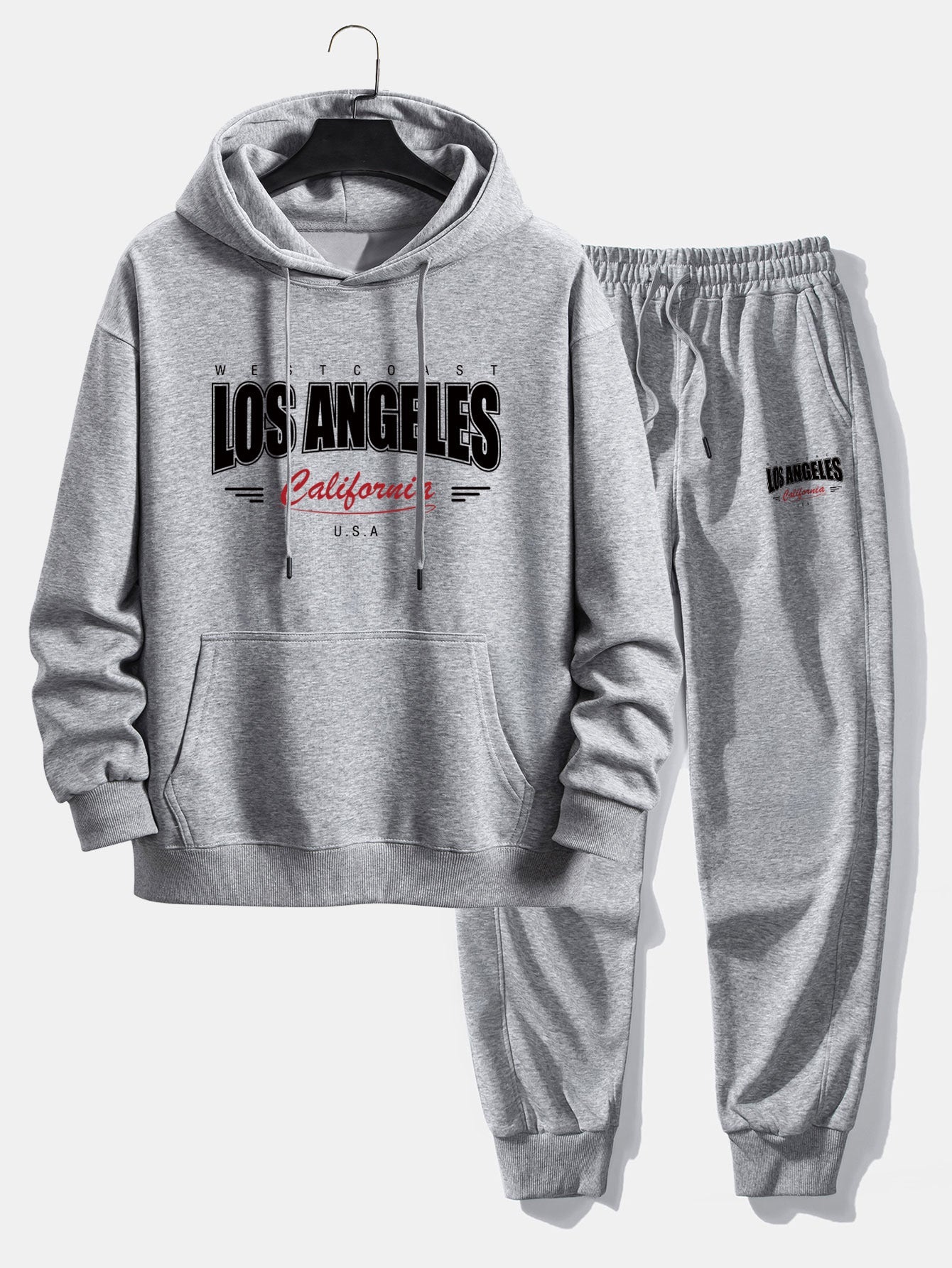 Los Angeles Print Relax Fit Hoodie & Jogging Pants Set