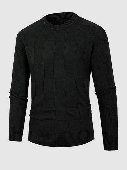 Men's Solid Color Block Pattern Round Neck Stand Collar Sweater