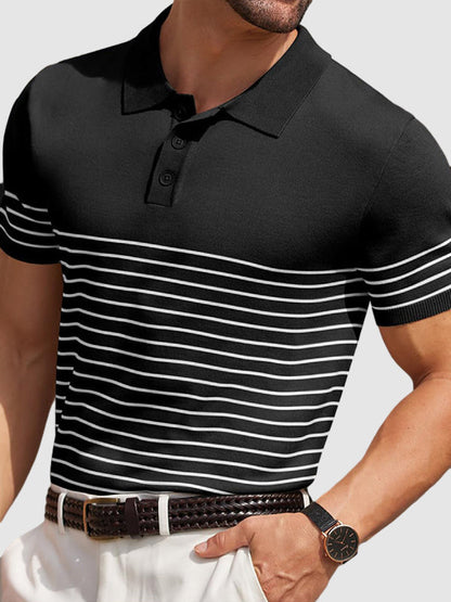 Men's Striped Knitted Business Casual POLO