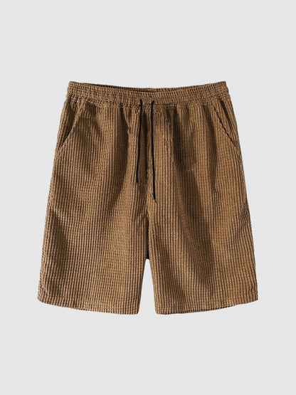 Men's Waffle Corduroy Casual Short Sleeve Shorts Set