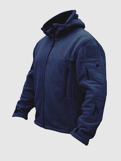 Men's Thermal Fleece Pocket Hooded Zip Jacket