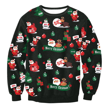 Unisex 3D Animal Sloth Print Christmas Sweatshirt