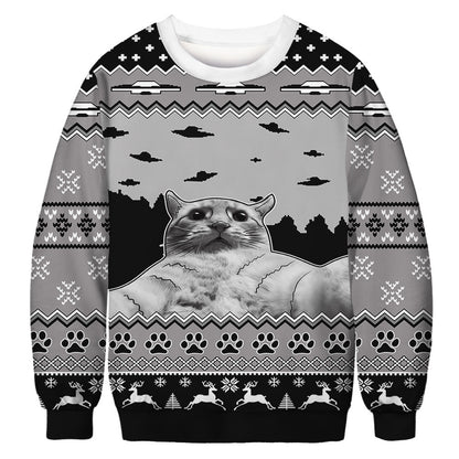 Unisex 3D Fun Cat Print Christmas Sweatshirt