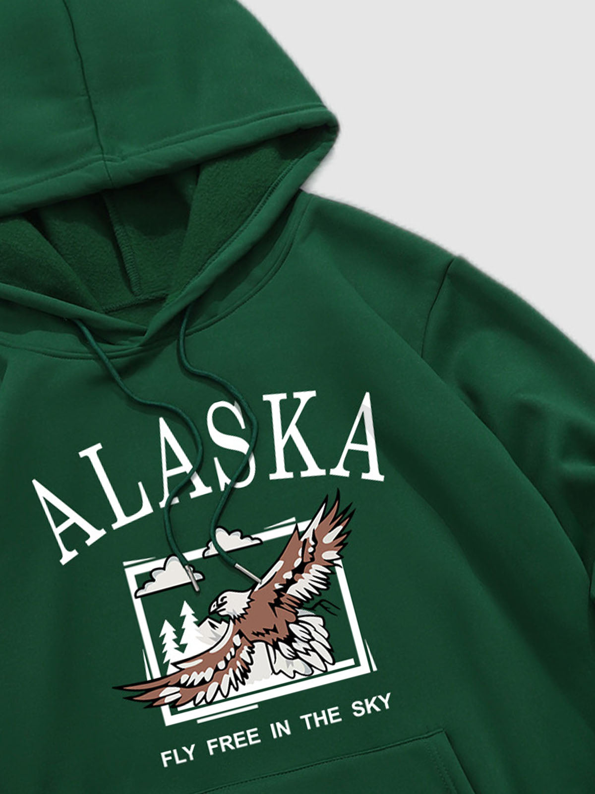 Men's Fleece-Lined Eagle Print Hoodie