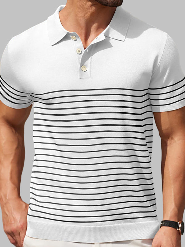 Men's Striped Knitted Business Casual POLO