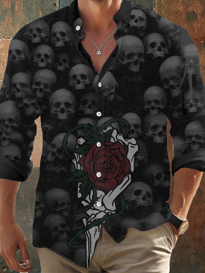 Men's Vintage Skull Faith Long Sleeve Shirt