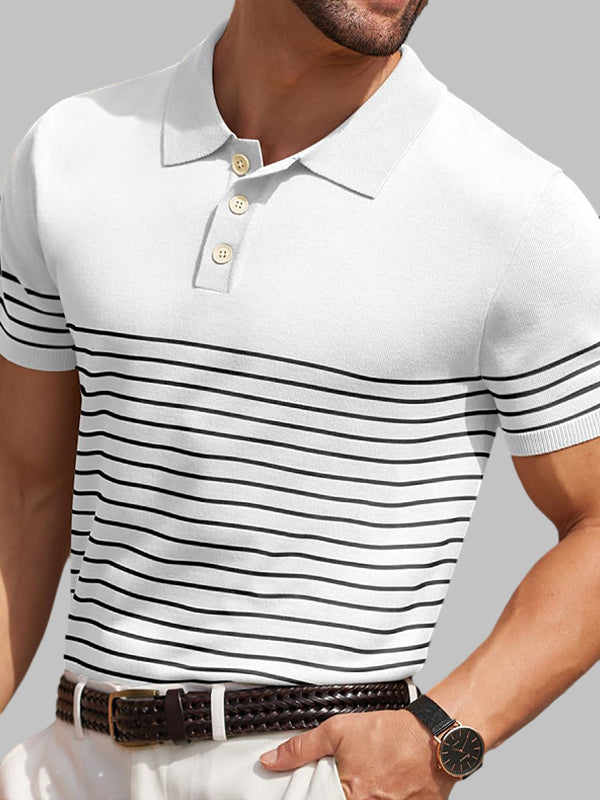 Men's Striped Knitted Business Casual POLO