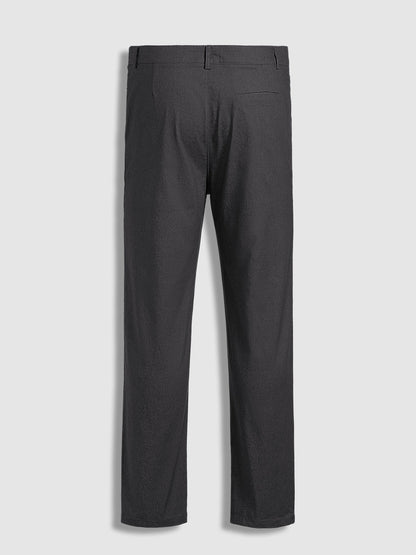 Men's Business Zip Fly Solid Color Flap Detail Slim Fit Pants