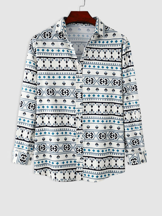 Men's Vintage Geometric Print Shirt