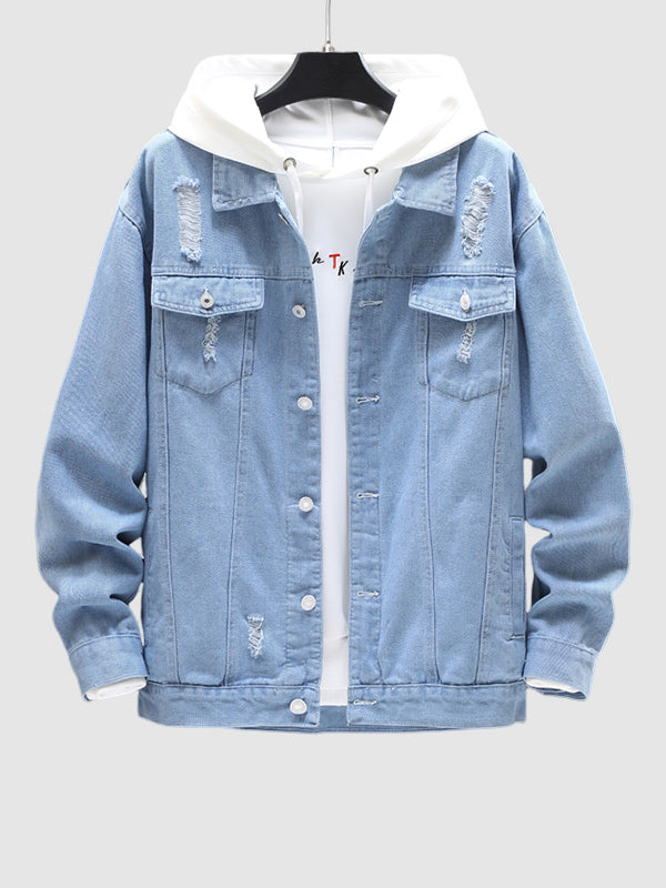 Men's Ripped Trendy Casual Denim Jacket