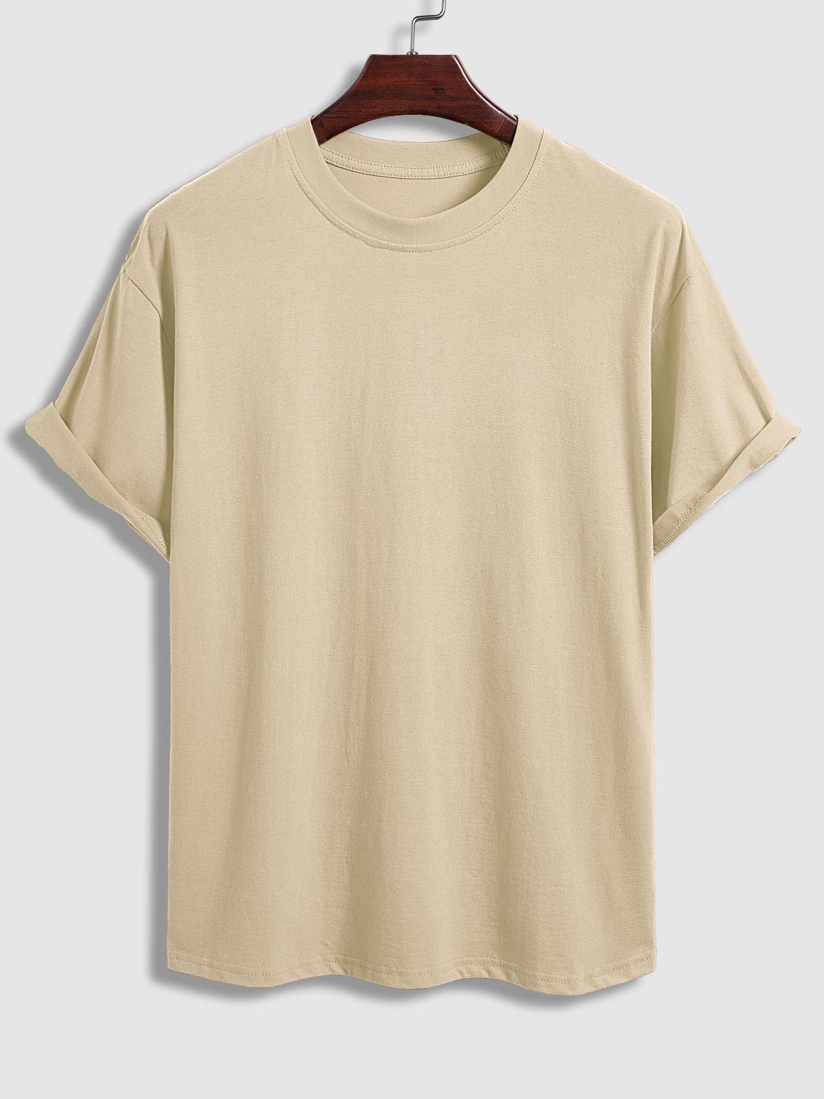 Men's solid color cotton basic round neck short-sleeved T-shirt