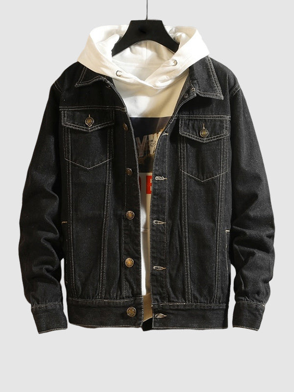 Men's Street-style Cotton-Blend Casual Denim Jacket