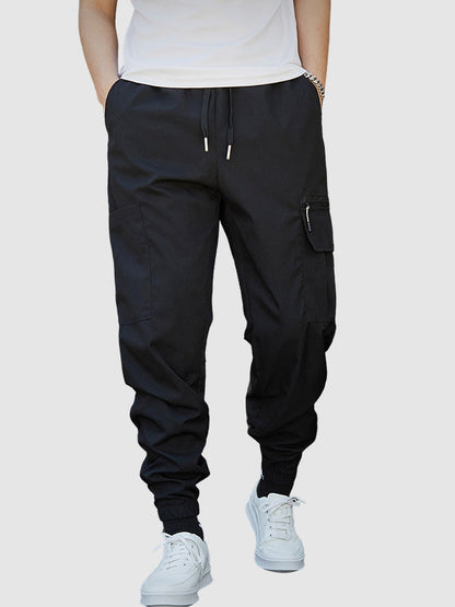 Men's Flap Pocket Drawstring Elastic Waist Streetwear Casual Cargo Pants