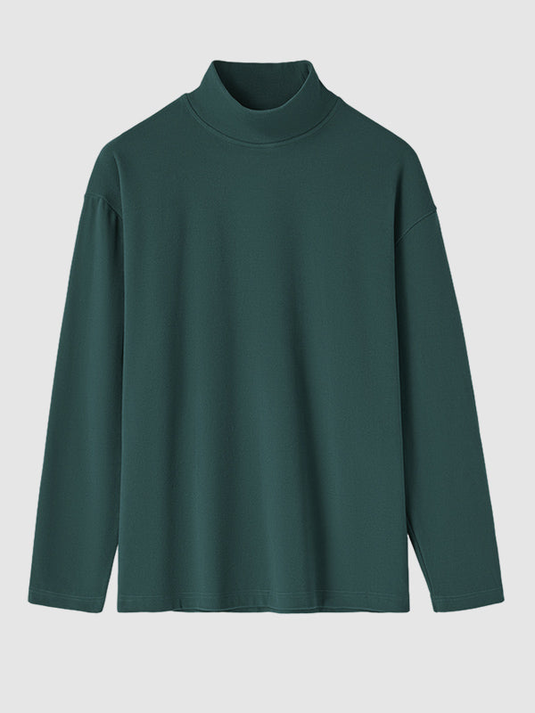 Men's Solid Color Cashmere Half Turtleneck Thermal Long Sleeve T-Shirt