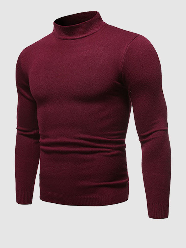 Men's Basic Solid Turtleneck Sweater