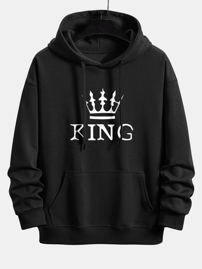 King Crown Print Relax Fit Hoodie & Jogging Pants Set