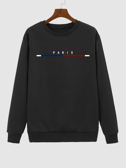 Men's "PARIS" Graphic Fleece Lined Pullover Crewneck