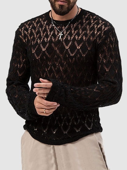 Men's sexy hollow bottoming thin sweater