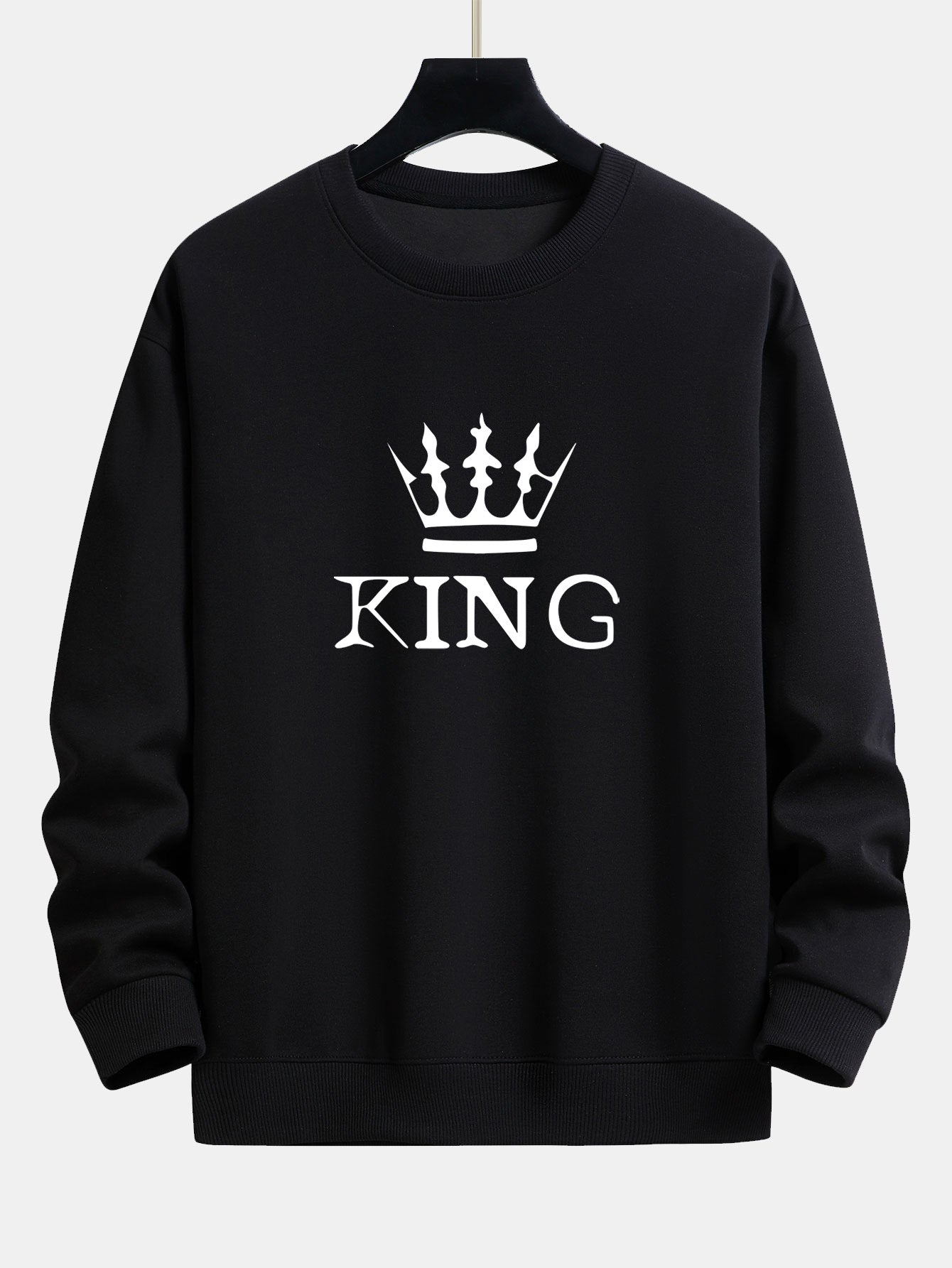 King Crown Print Relax Fit Crew Neck Sweatshirt & Jogging Pants Set