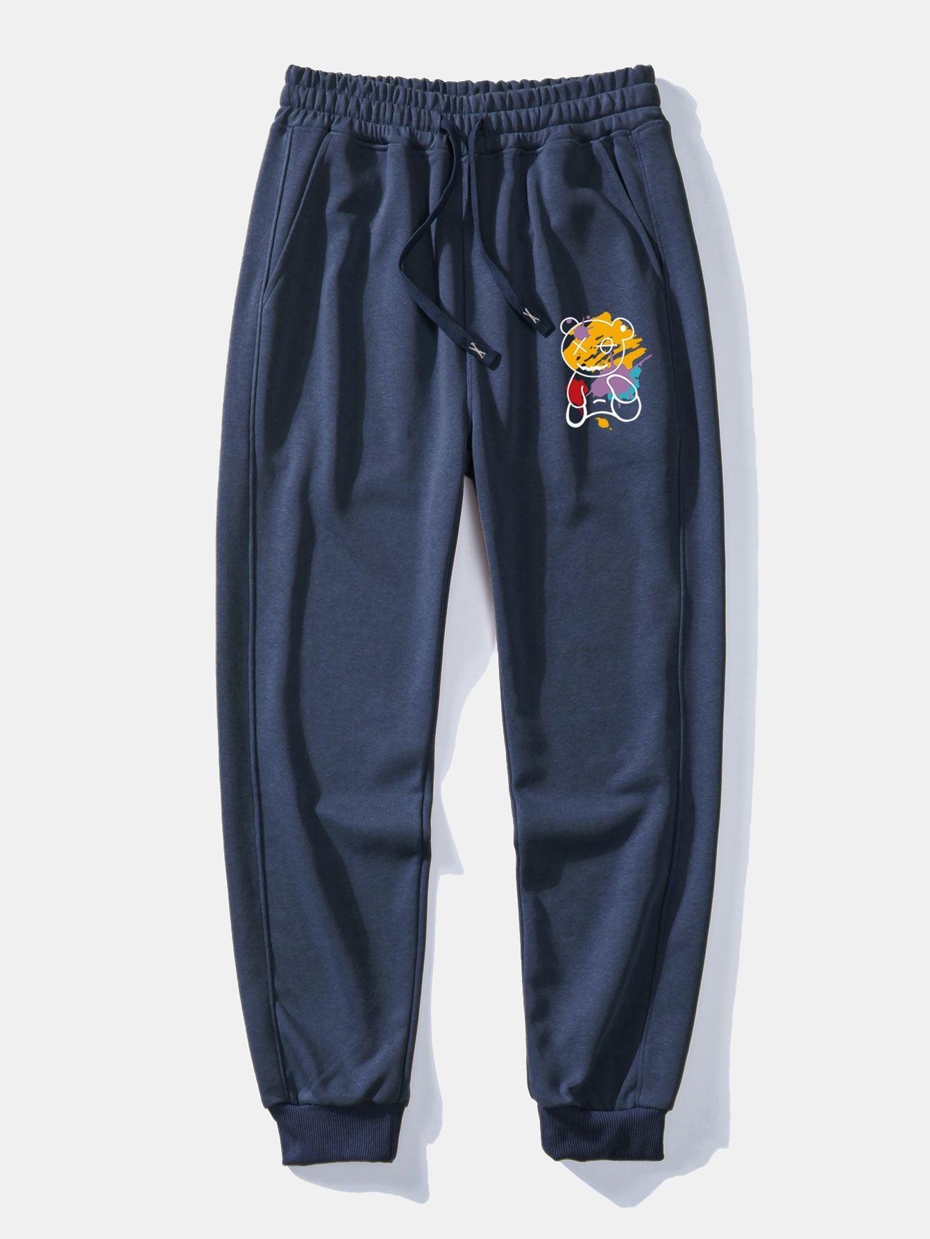 Graffiti Bear Print Relax Fit Crew Neck Sweatshirt & Jogging Pants