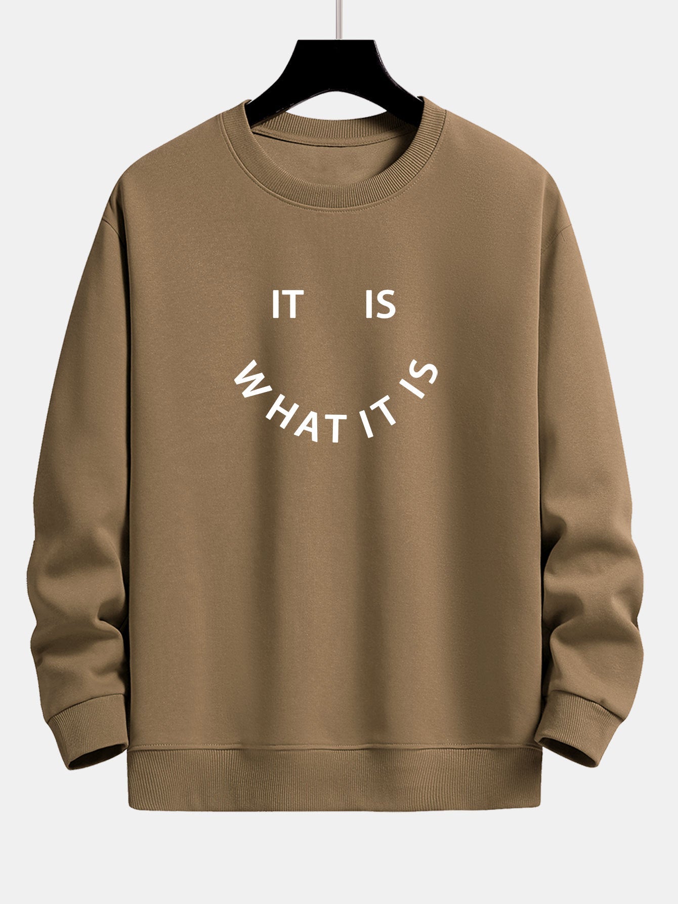 It Is What It Is Print Relax Fit Crew Neck Sweatshirt & Jogging Pants