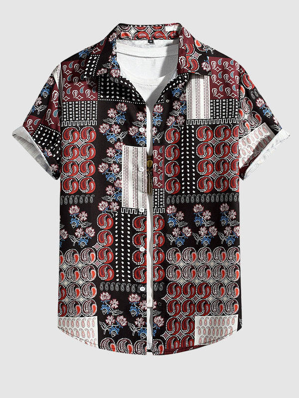 Men's Paisley Print Short Sleeve Shirt