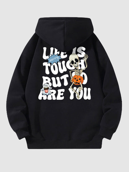 Men's Letter Pumpkin Print Halloween Hoodie