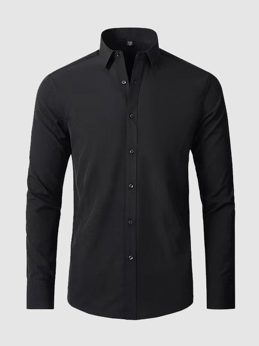 Men's Solid Color Versatile Stretch Anti-Wrinkle Long Sleeve Shirt