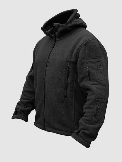 Men's Thermal Fleece Pocket Hooded Zip Jacket