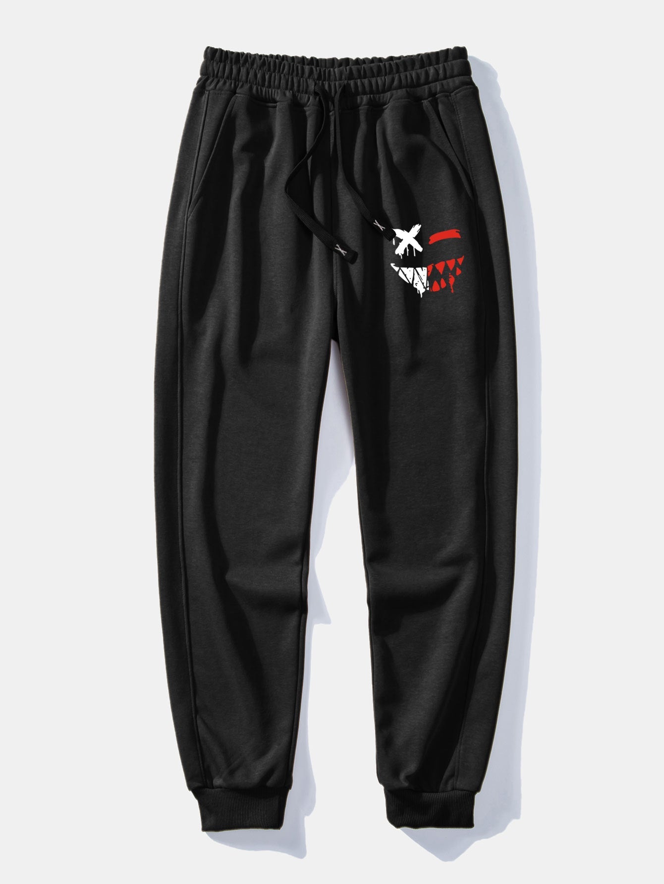 Dissolving Evil Smiley Face Print Relax Fit Hoodie & Jogging Pants