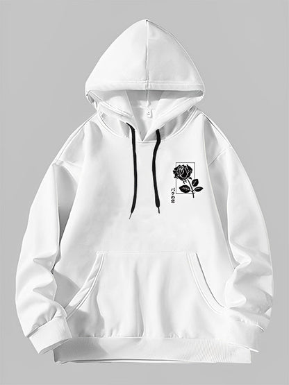 Men's Classic Rose Print Casual Hoodie