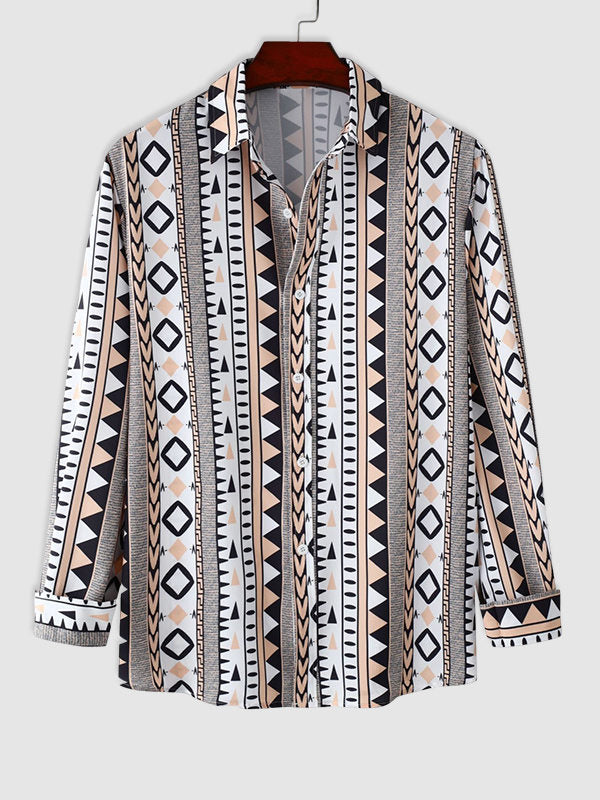 Men's Vintage Geometric Print Shirt