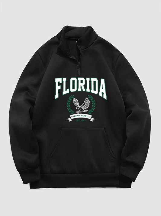 Men's Florida Eagle Print Half-Zip Pullover Sweatshirt